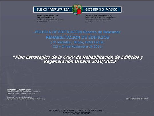 Fotograma del video I JORNADAS SOBRE REHABILITACION DE EDIFICIOS 2011. Ponencia 1